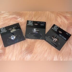 Edge Silver Cubic Zirconia Ring Trio
